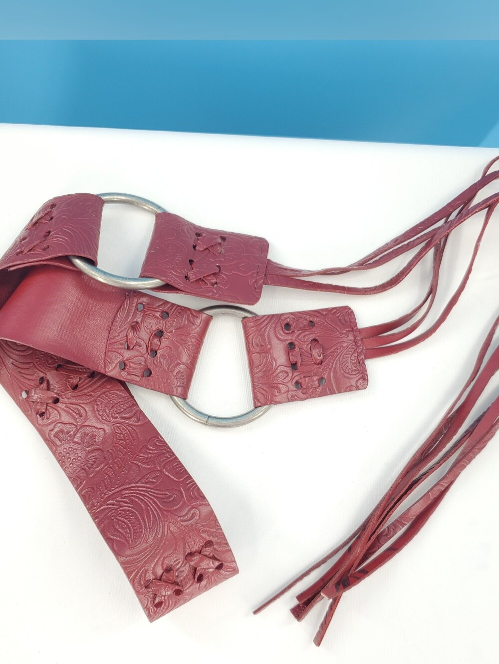 Steve Madden oxblood leather bohemian belt